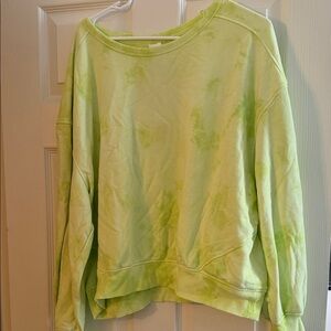Green Tie-Dye Women's Crew Neck Sweater